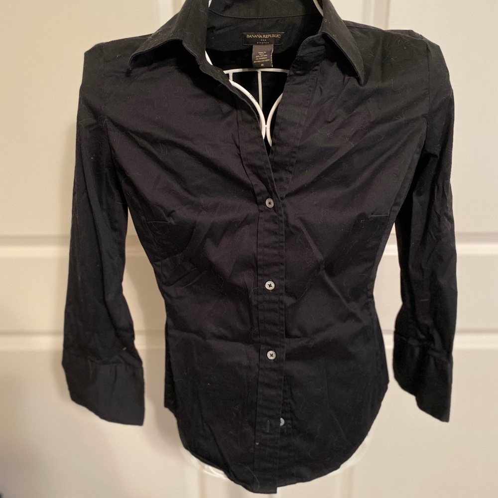 Black stretch button down